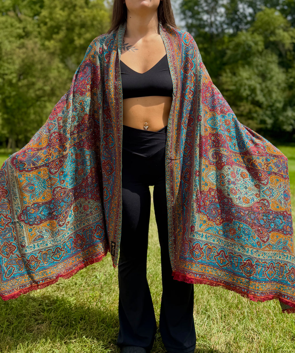 Wild Berry Rhinestone Pashmina