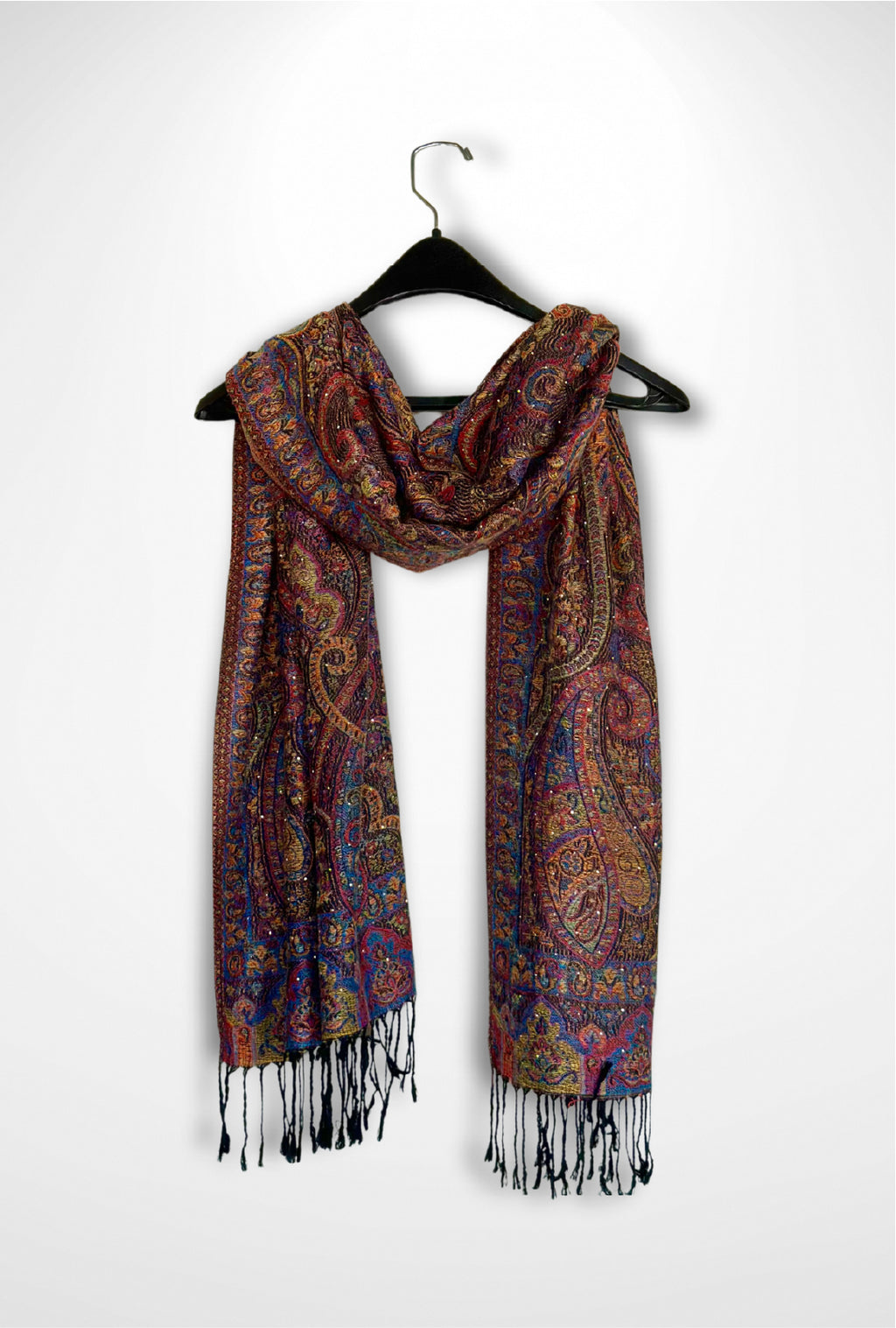 Black Multi-Color Rhinestone Pashmina