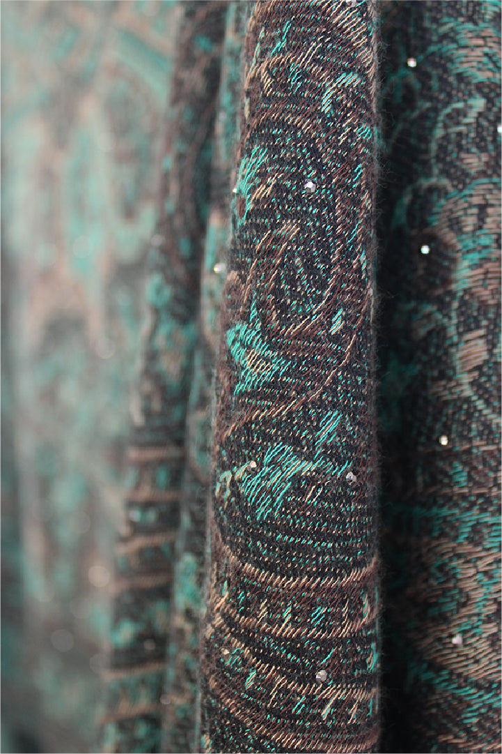 Green & Black Rhinestone Pashmina