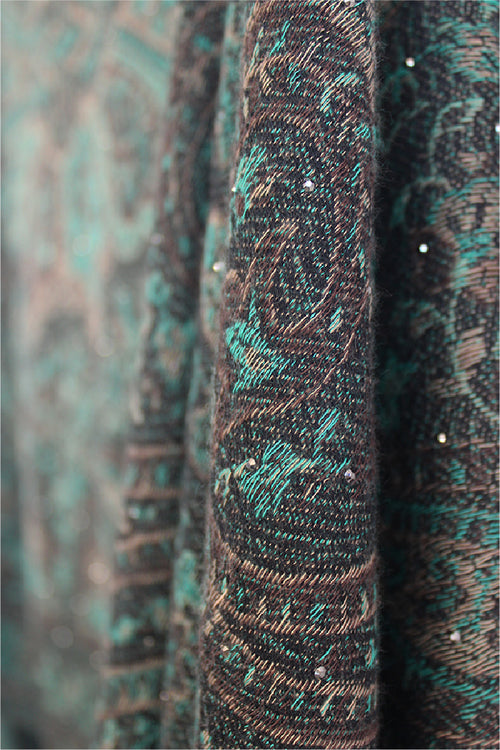 Green & Black Rhinestone Pashmina