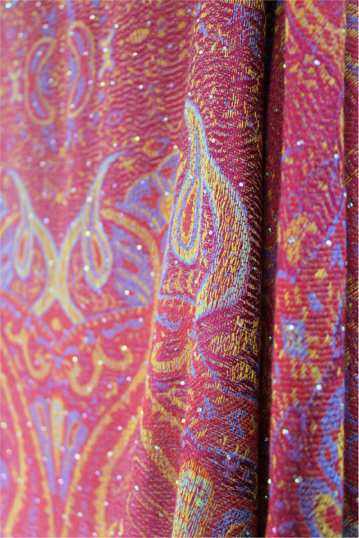 Red Magenta Sparkly Rhinestone Pashmina