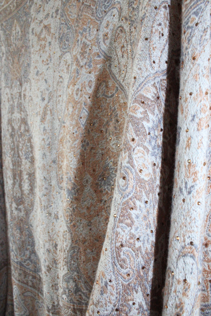 Tan & Gray Rhinestone Pashmina