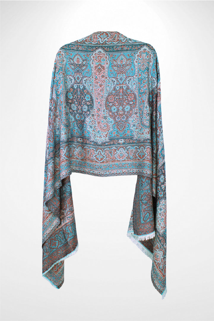 Blue & Peach Rhinestone Pashmina