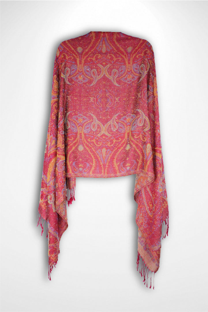 Red Magenta Sparkly Rhinestone Pashmina