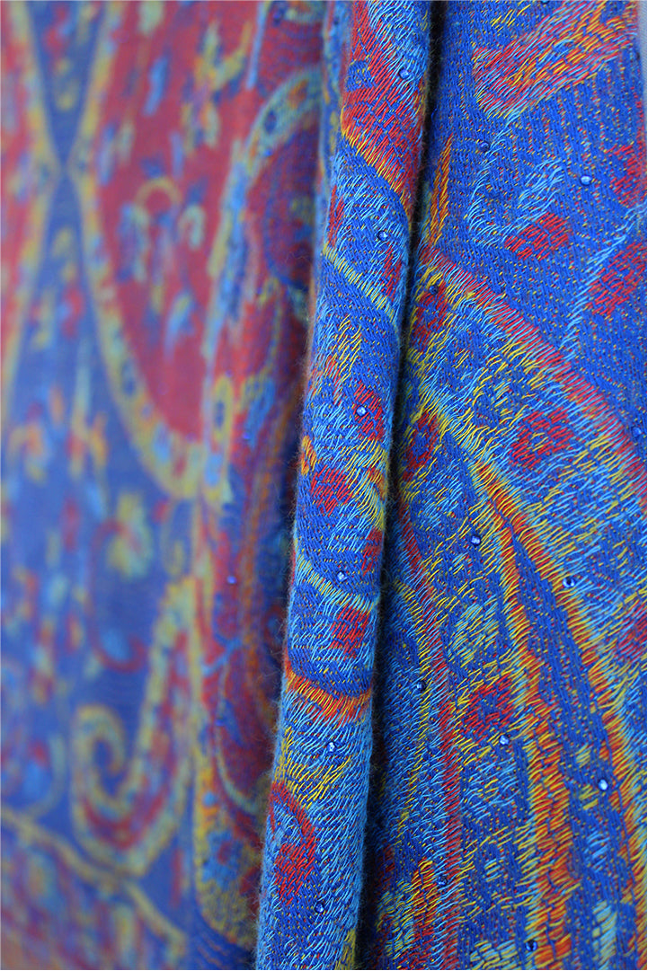 Blue Multi-Color Rhinestone Pashmina