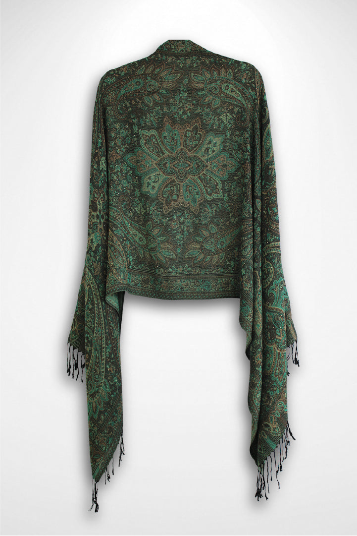 Green & Black Rhinestone Pashmina