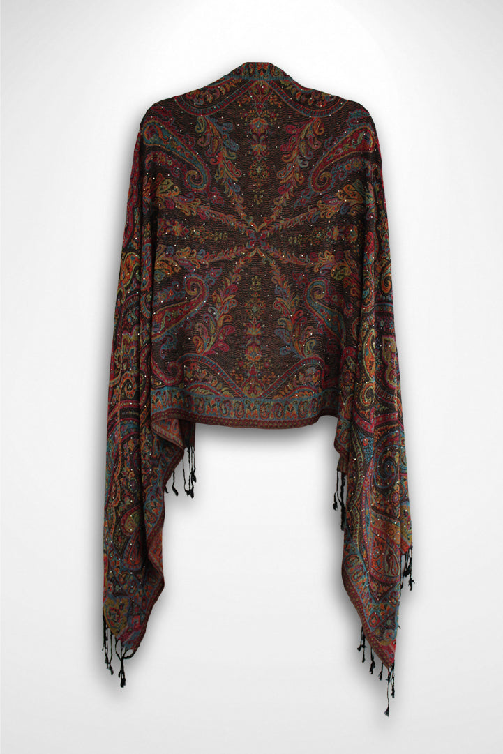 Black Multi-Color Rhinestone Pashmina