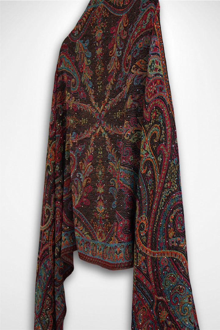 Black Multi-Color Rhinestone Pashmina