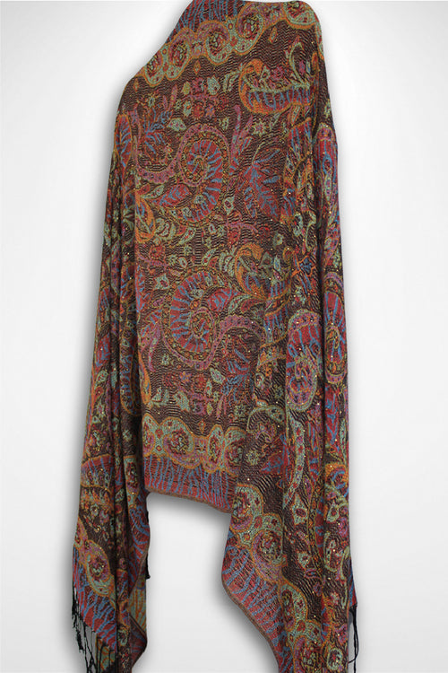 Brown Multi-Color Rhinestone Pashmina