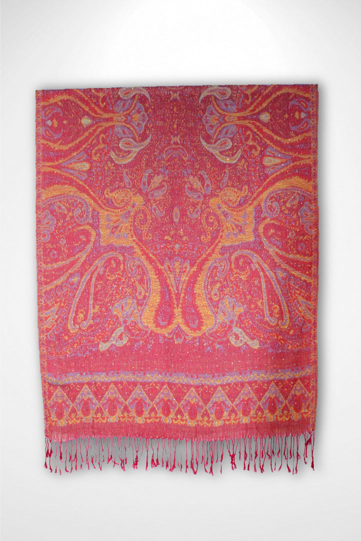 Red Magenta Sparkly Rhinestone Pashmina