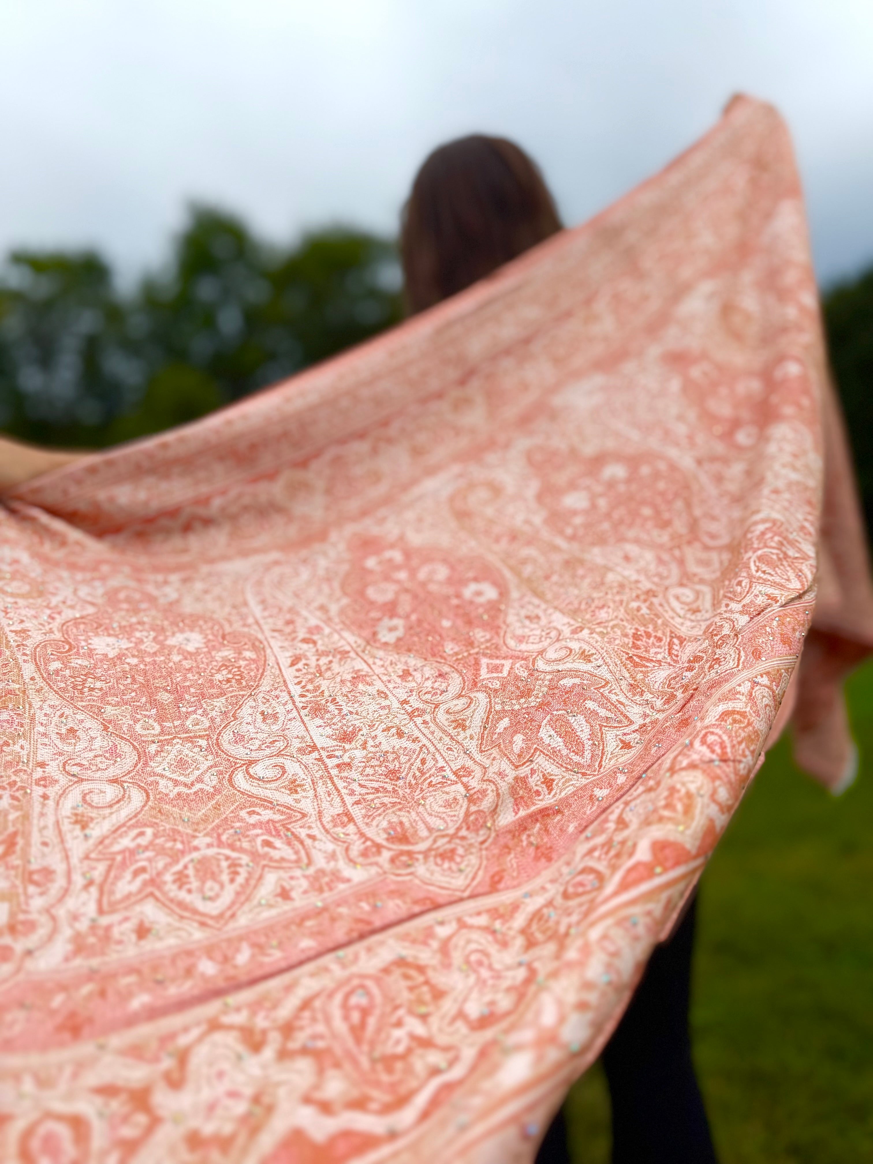 Orange Dreamsicle Rhinestone Pashmina