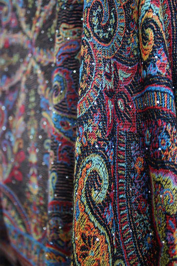 Black Multi-Color Rhinestone Pashmina