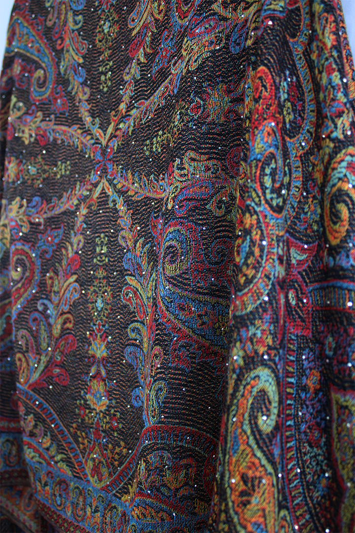 Black Multi-Color Rhinestone Pashmina