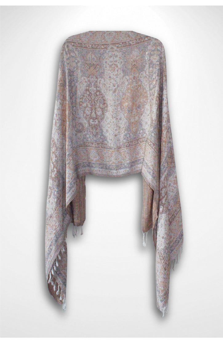 tan and gray rhinestone pashmina