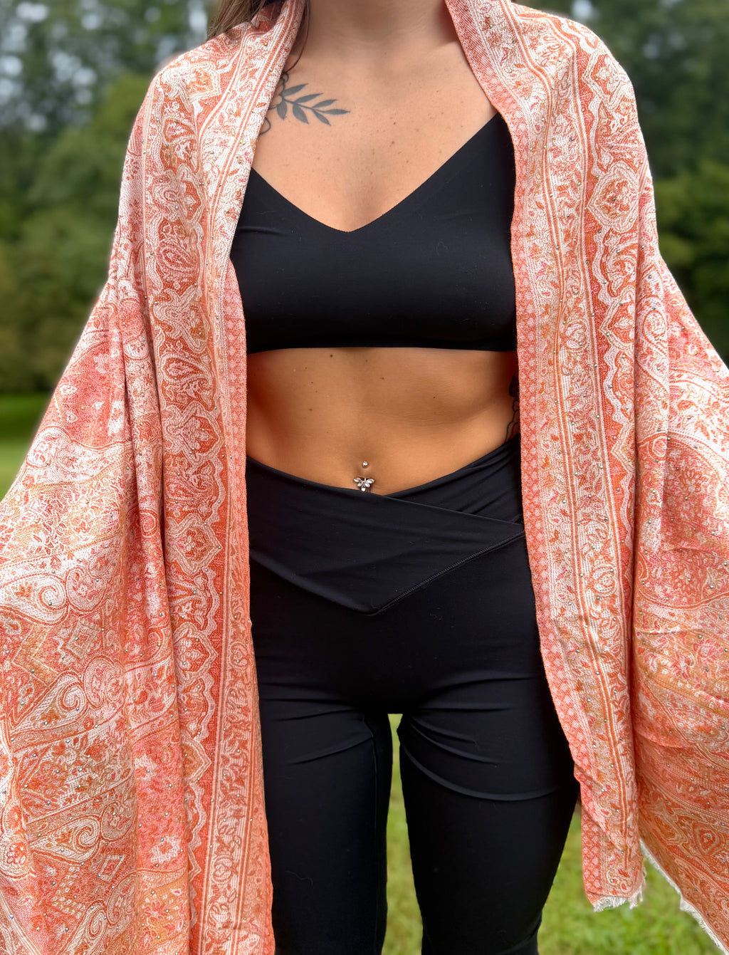 Orange Dreamsicle Rhinestone Pashmina