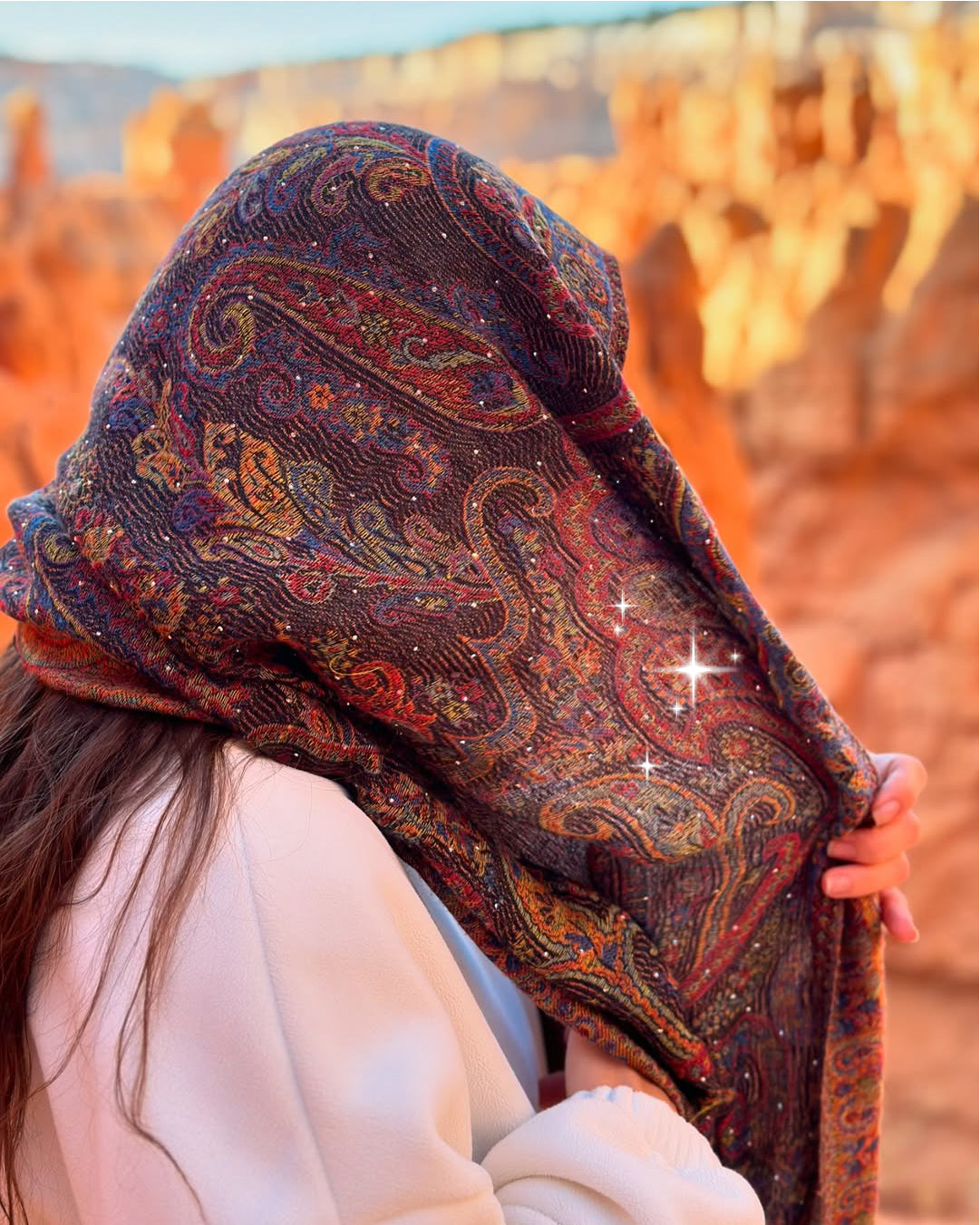 Black Multi-Color Rhinestone Pashmina