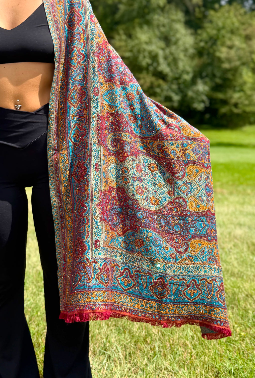 Wild Berry Rhinestone Pashmina