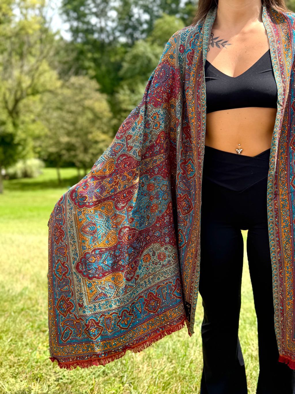 Wild Berry Rhinestone Pashmina