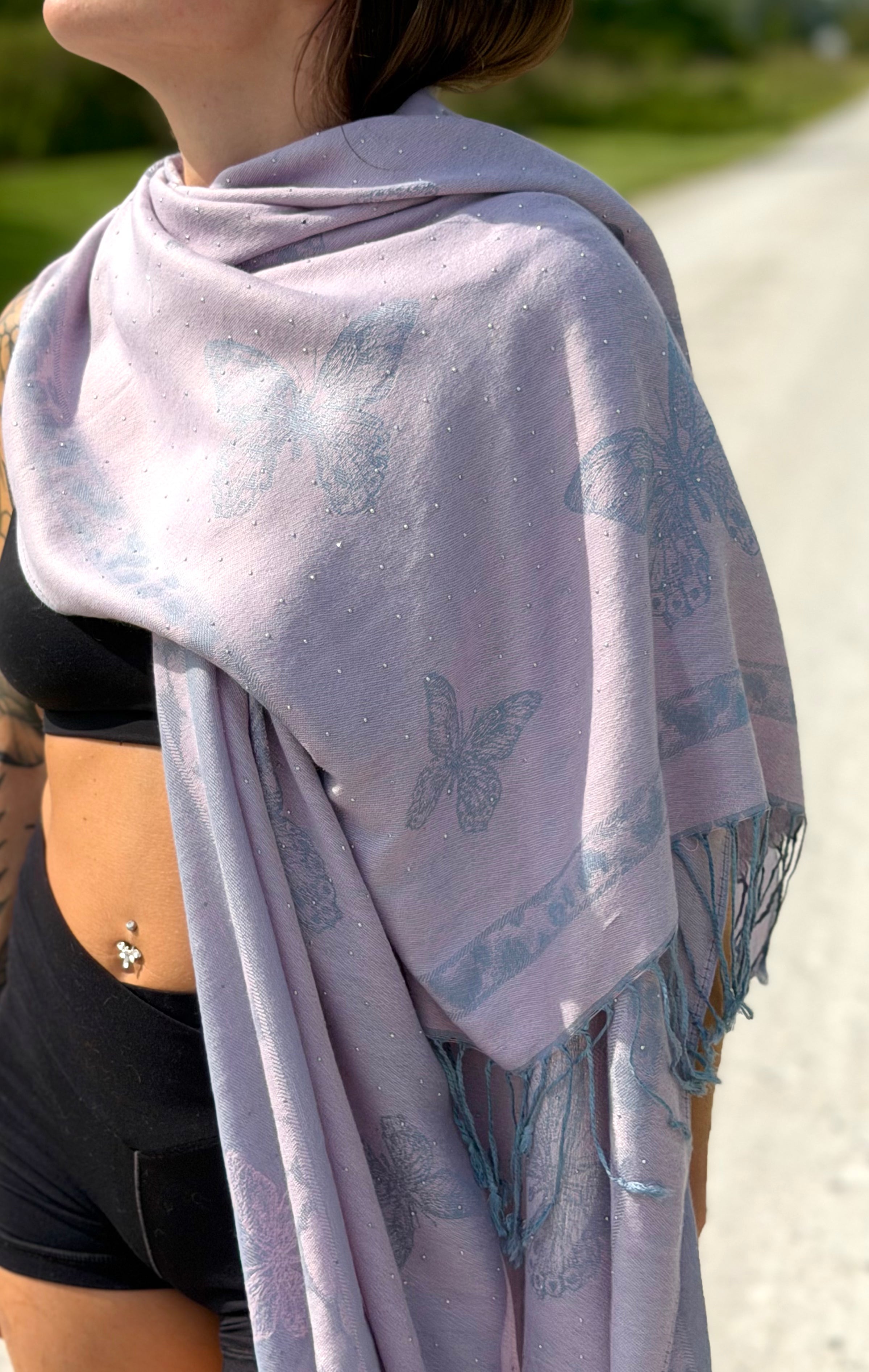 Butterfly Sparkly Rhinestone Pashmina