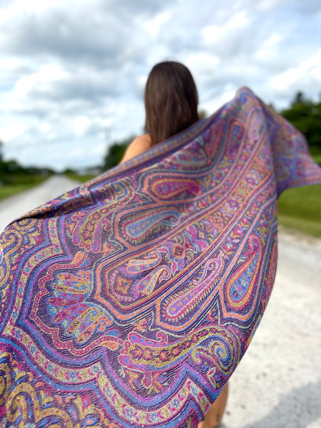 Navy Sparkly Rhinestone Pashmina