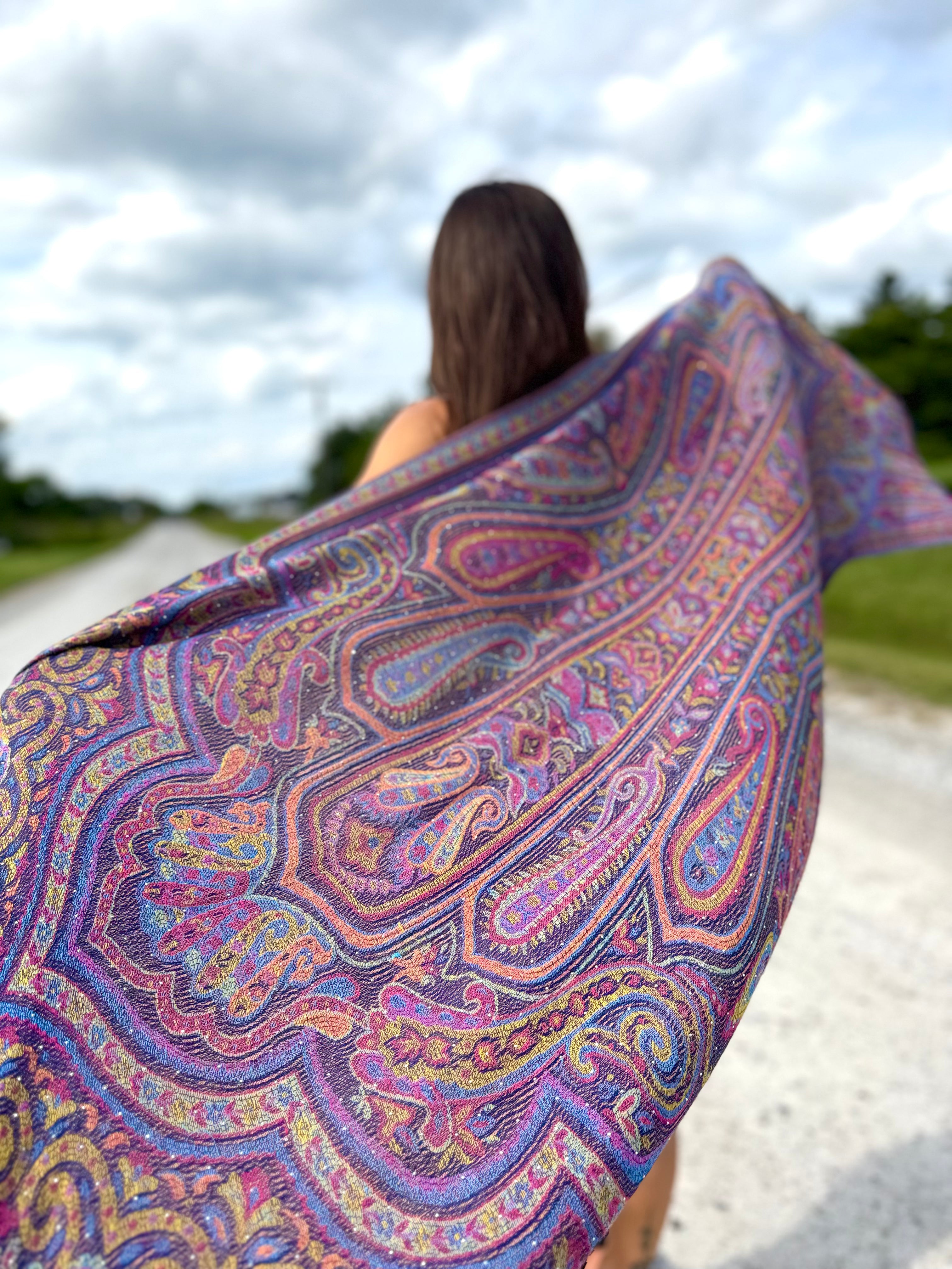 Navy Sparkly Rhinestone Pashmina