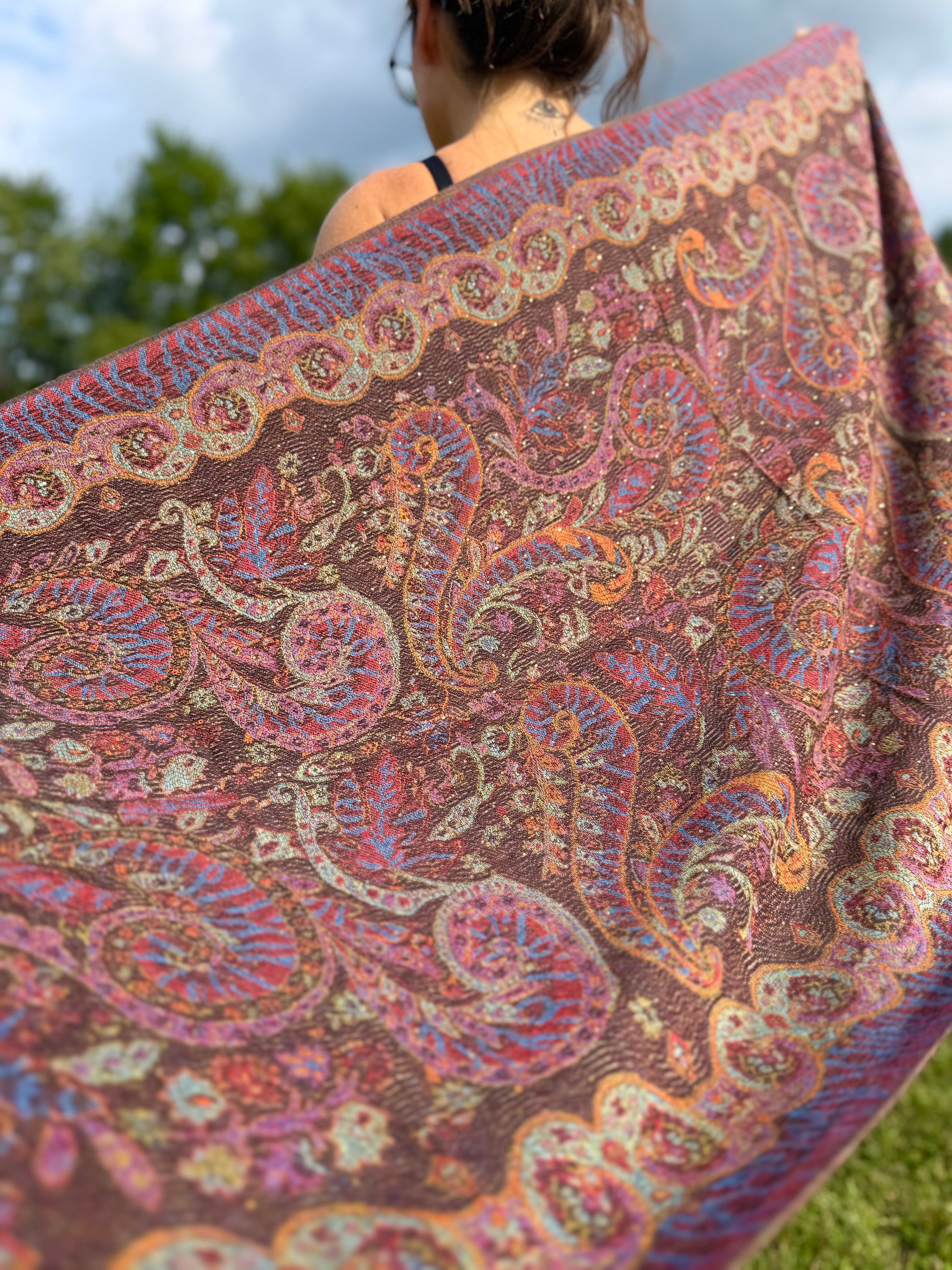 Brown Multi-Color Rhinestone Pashmina