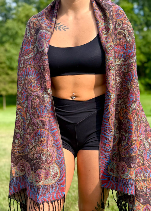 Brown Multi-Color Rhinestone Pashmina