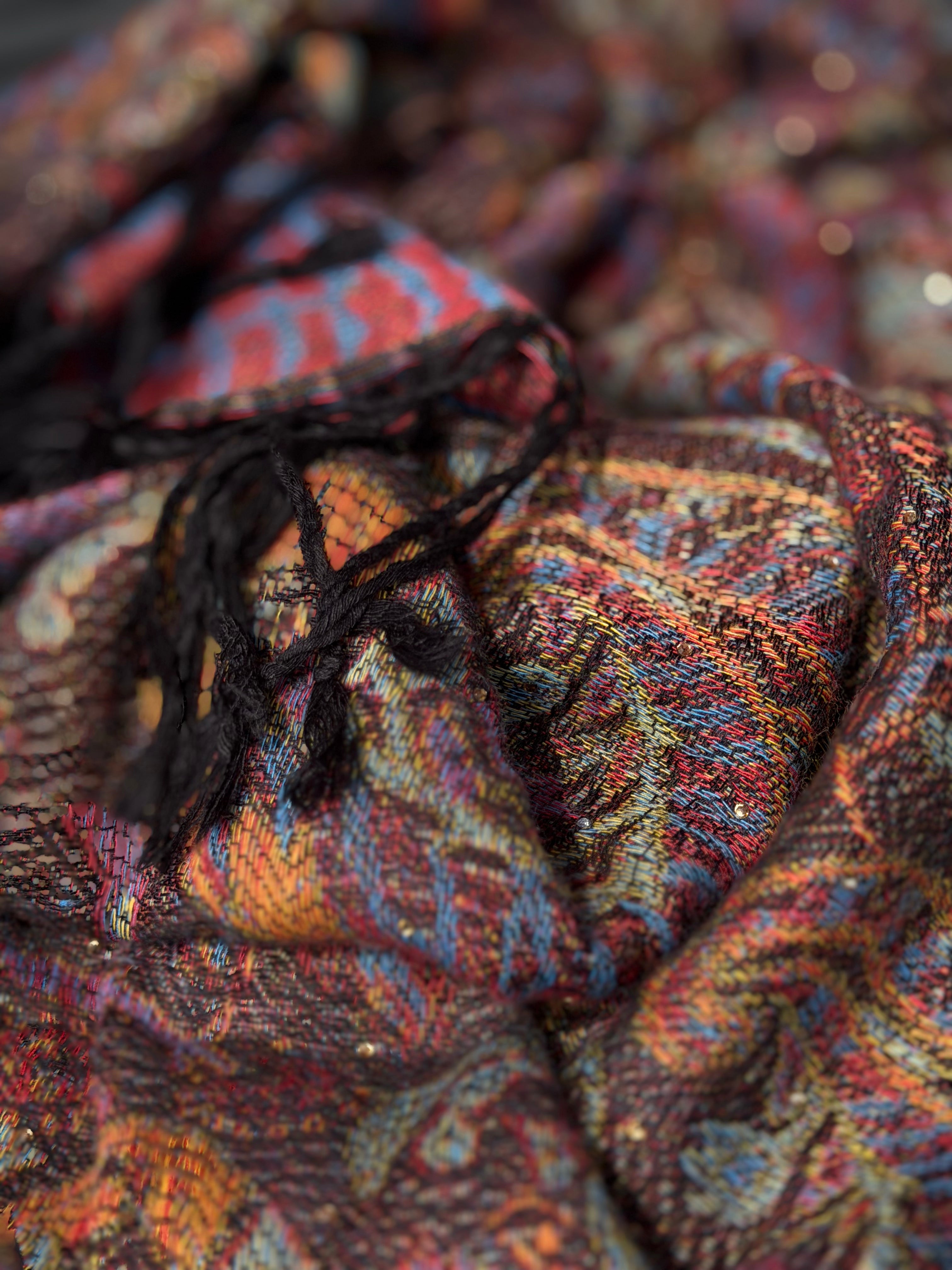 Brown Multi-Color Rhinestone Pashmina