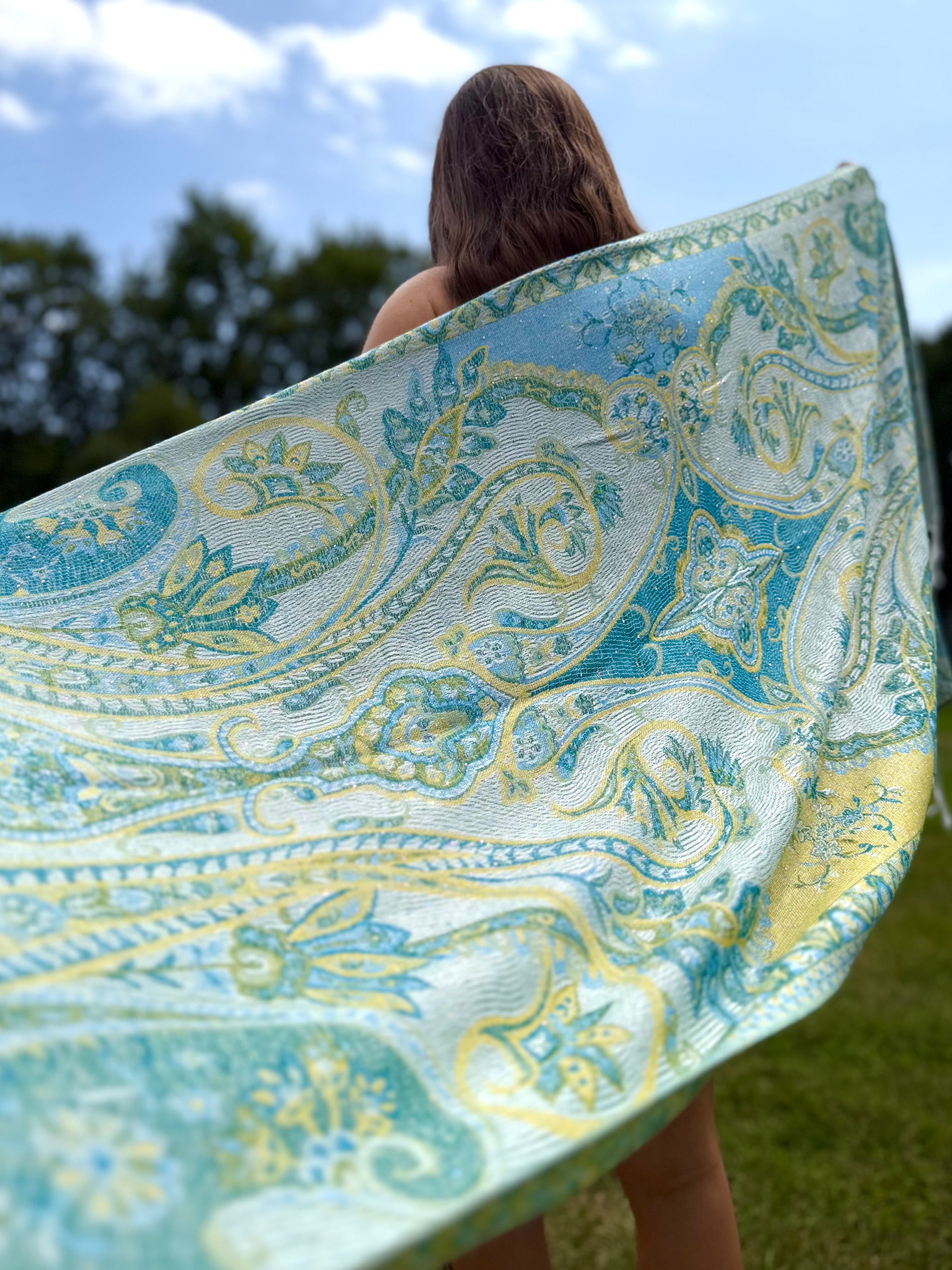 Aqua Sparkly Rhinestone Pashmina