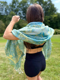 Aqua Sparkly Rhinestone Pashmina
